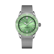 Quadrante blu con indici e lancette luminescenti dell'orologio Breitling Superocean Heritage Automatic 36